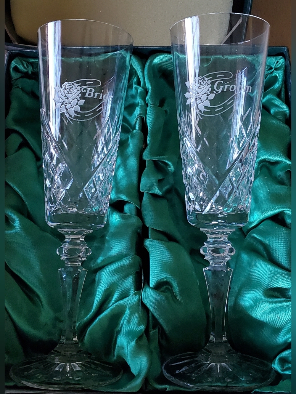 Galway Irish Crystal Bride & Groom Toasting Flutes